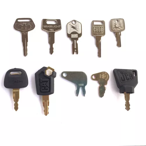 10pc Heavy Equipment Key Set Case CAT JD Komatsu Hitachi Takeuchi with OEM Logo