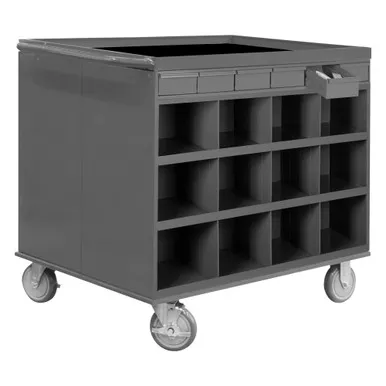 2 Sided Stock Cart with Bins and Drawers