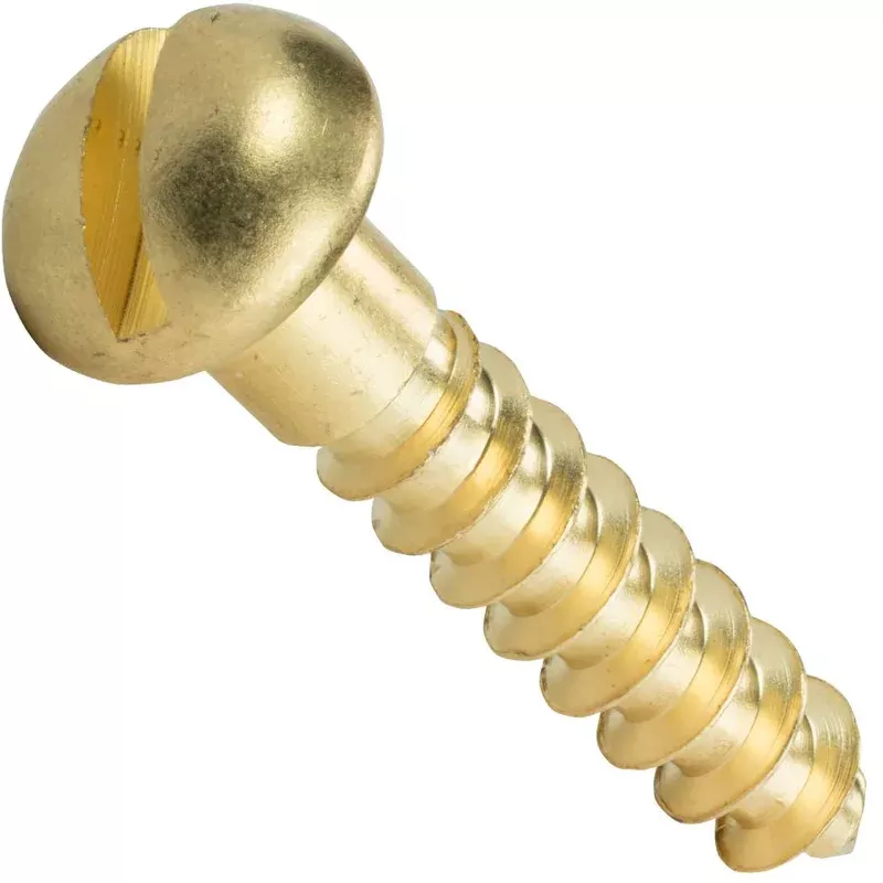 #2 Slotted Round Head Wood Screws Solid Brass