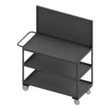 3 Shelf Stock Cart with Pegboard