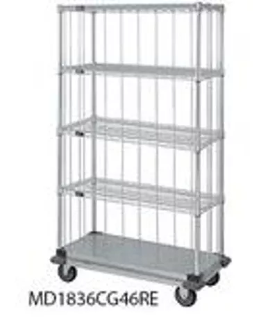 3 Sided 3 Wire Shelves Solid Shelf Enclosure Cart