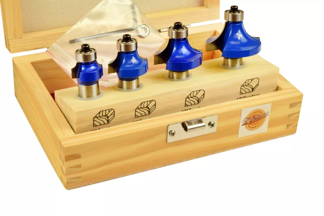 4PC ROUND OVER BIT ROUTER BIT SET 1/2 "