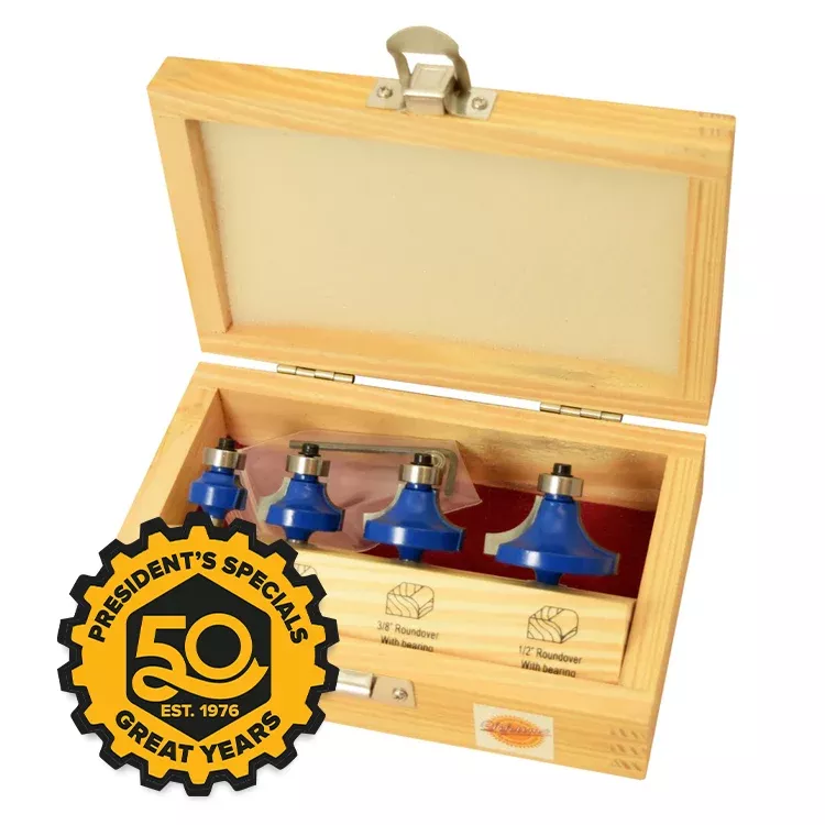 4PC ROUND OVER BIT ROUTER BIT SET 1/4" S