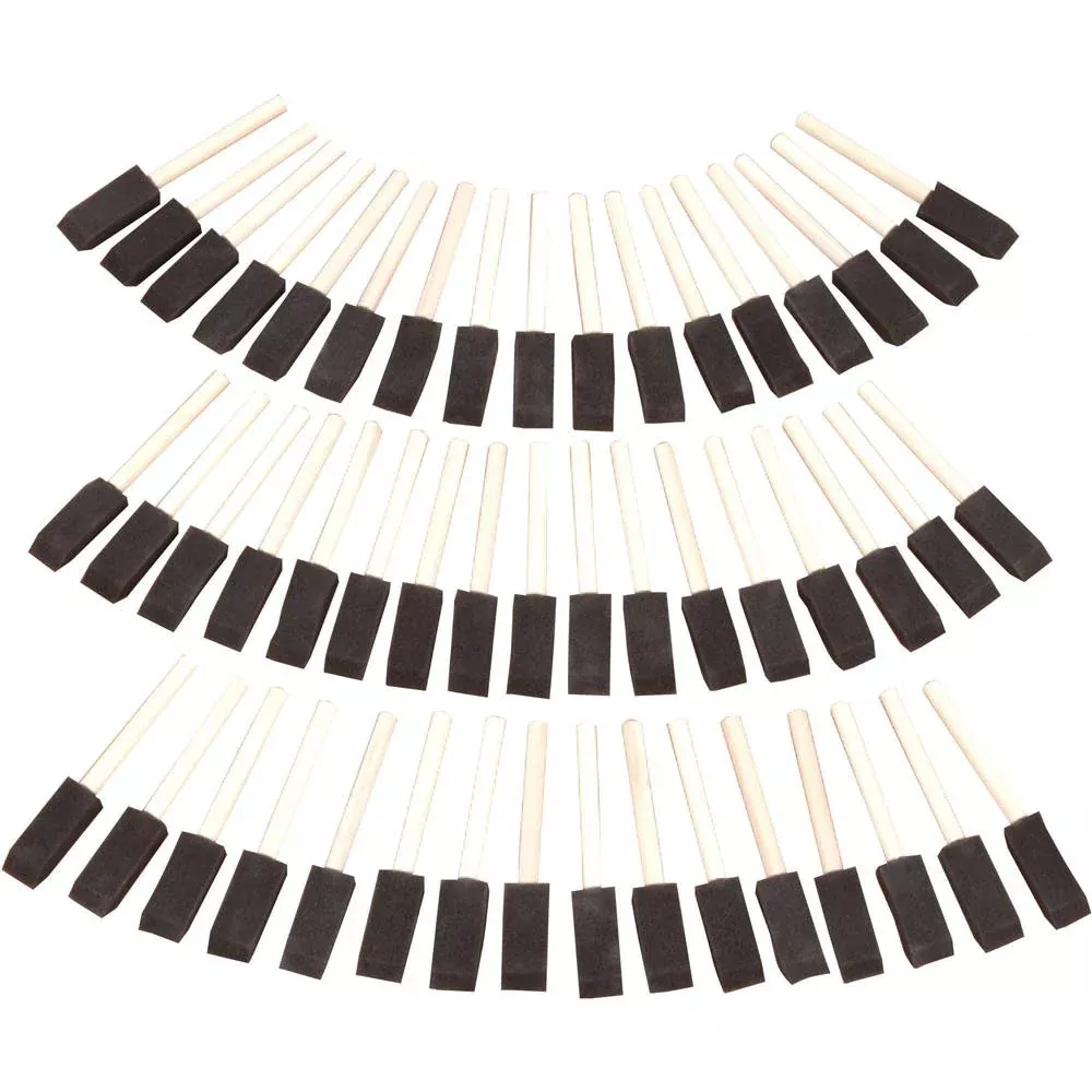 50 PC¾" FOAM BRUSH SET WITH WOODEN HAND