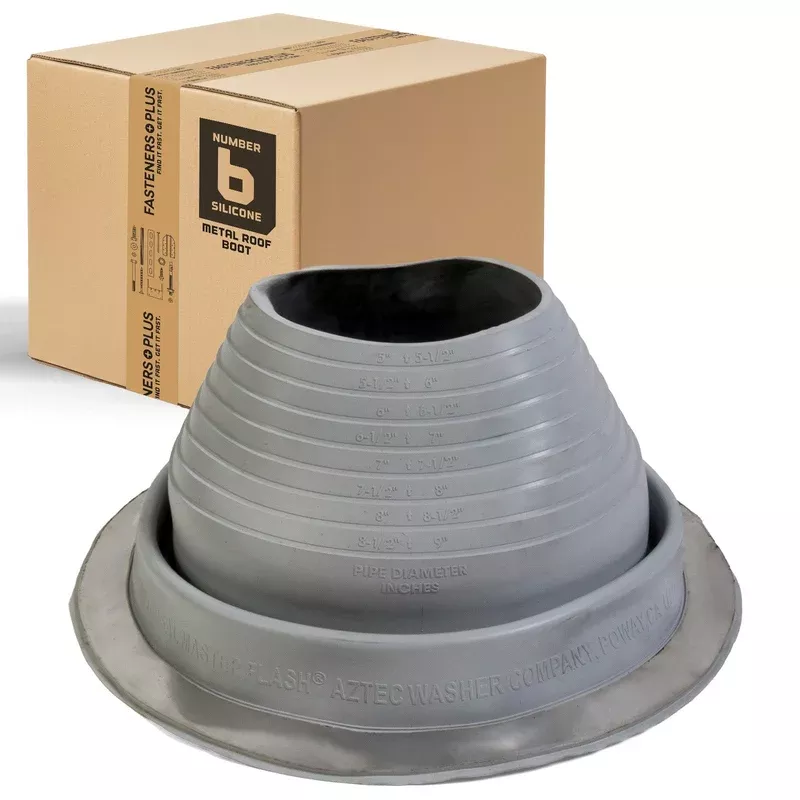 #6 Roofjack Round Silicone Pipe Flashing Boot for Metal Roof, Gray