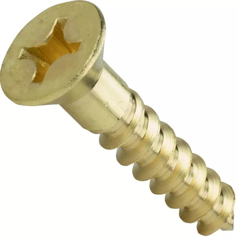#8 Phillips Flat Head Wood Screws Solid Brass
