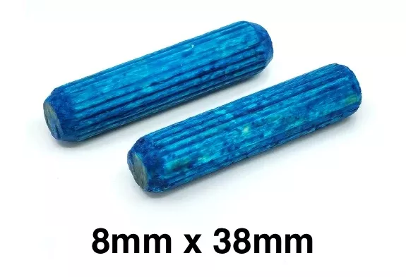 8mm x 38mm Pre-Glued Multi Groove Dowel Pins