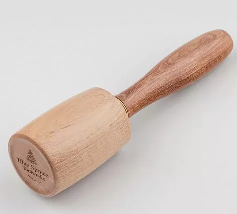 Blue Spruce 14-16oz Round Mallet with cherry handle and polymer infused maple head