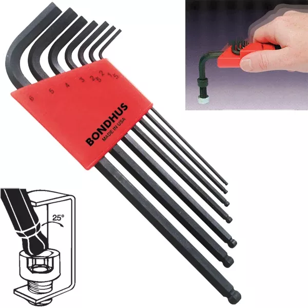 Bondhus 10992 Ball End Metric Hex Key Set 7 Pieces 1.5mm to 6mm