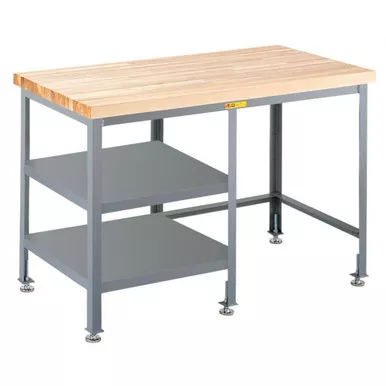 Butcher Block Table Desk with Side Shelf Storage