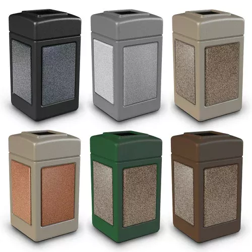 Commercial Zone 42 Gallon StoneTec Panel Square Waste Container