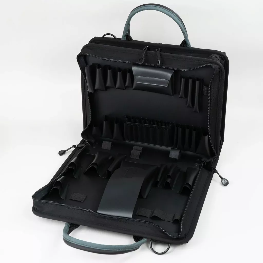 Crawford 259-BLK Double-Sided 2-Compartment Soft Sided Zipper Tool Case with Laptop Storage 16" x 11-1/2" x 6"