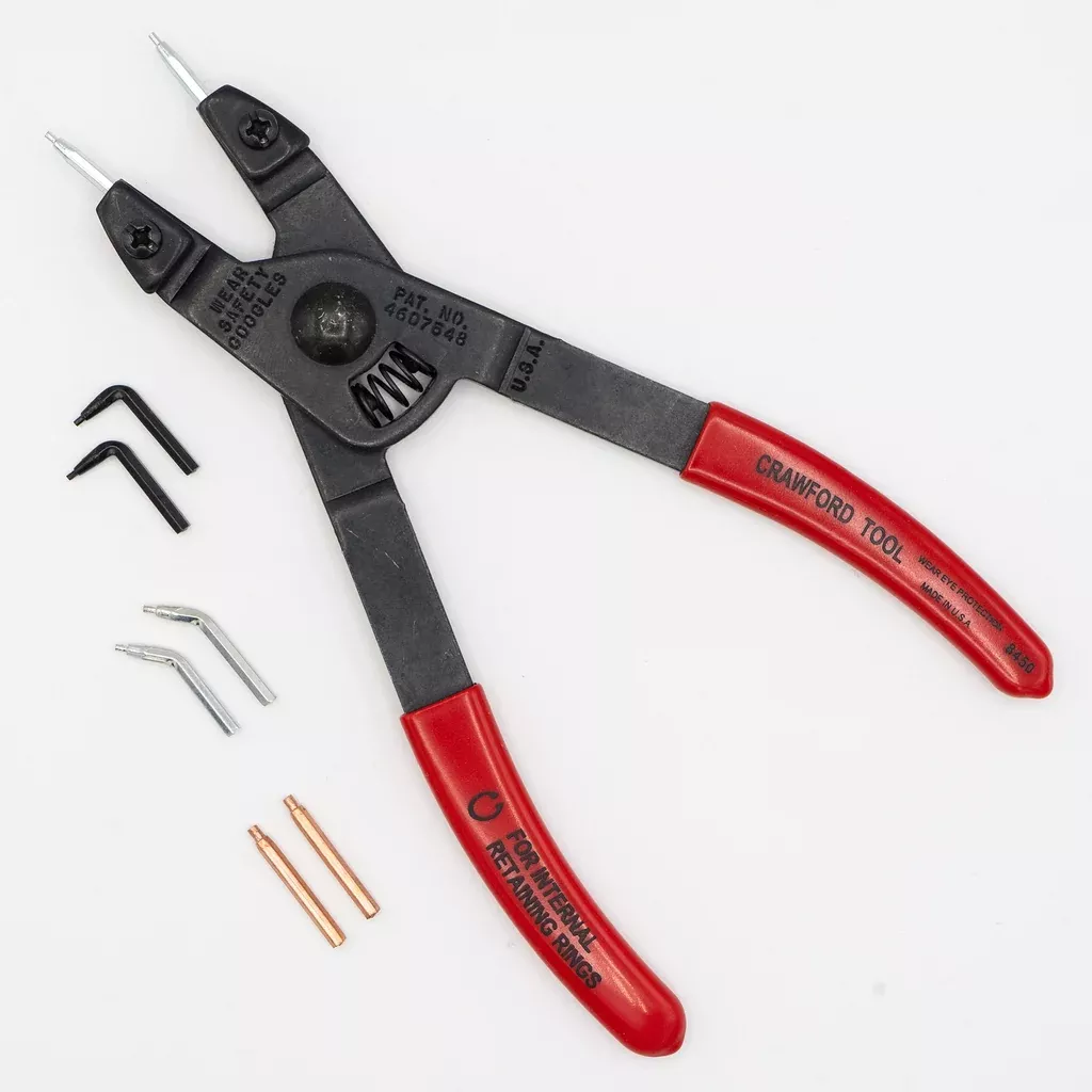 Crawford Tool 8450 Internal Retaining Ring Pliers Set For Bore Dia.: 3/8″ to 2″, Tip Angle: 0°, 45°, 90°