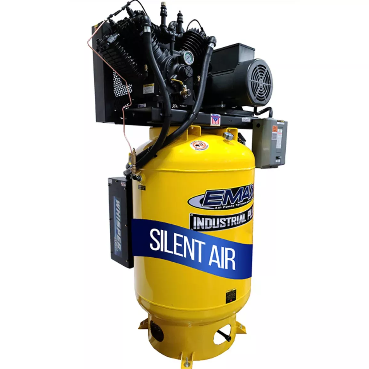 Emax Compressor 10HP Silent Air Compressor 3 Phase 120 Gallon Vertical Industrial Plus 3-Cylinder Pump EMXESP10V120Y3
