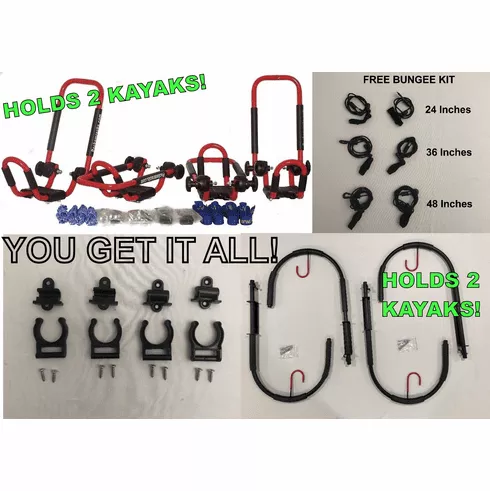 Fire Engine RedFolding J-style Kayak Rack Roof Top and Wall Carrier Bundle50% OFF