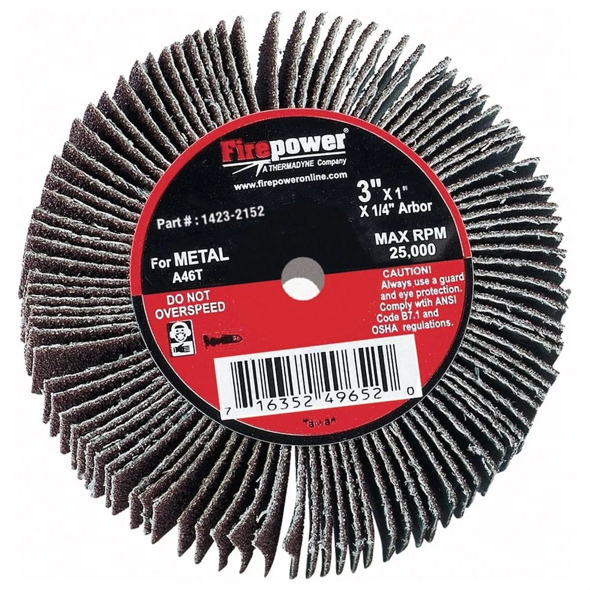 Firepower 1423-2152 Flap Wheel, 3″ X 1″, 80 Grit