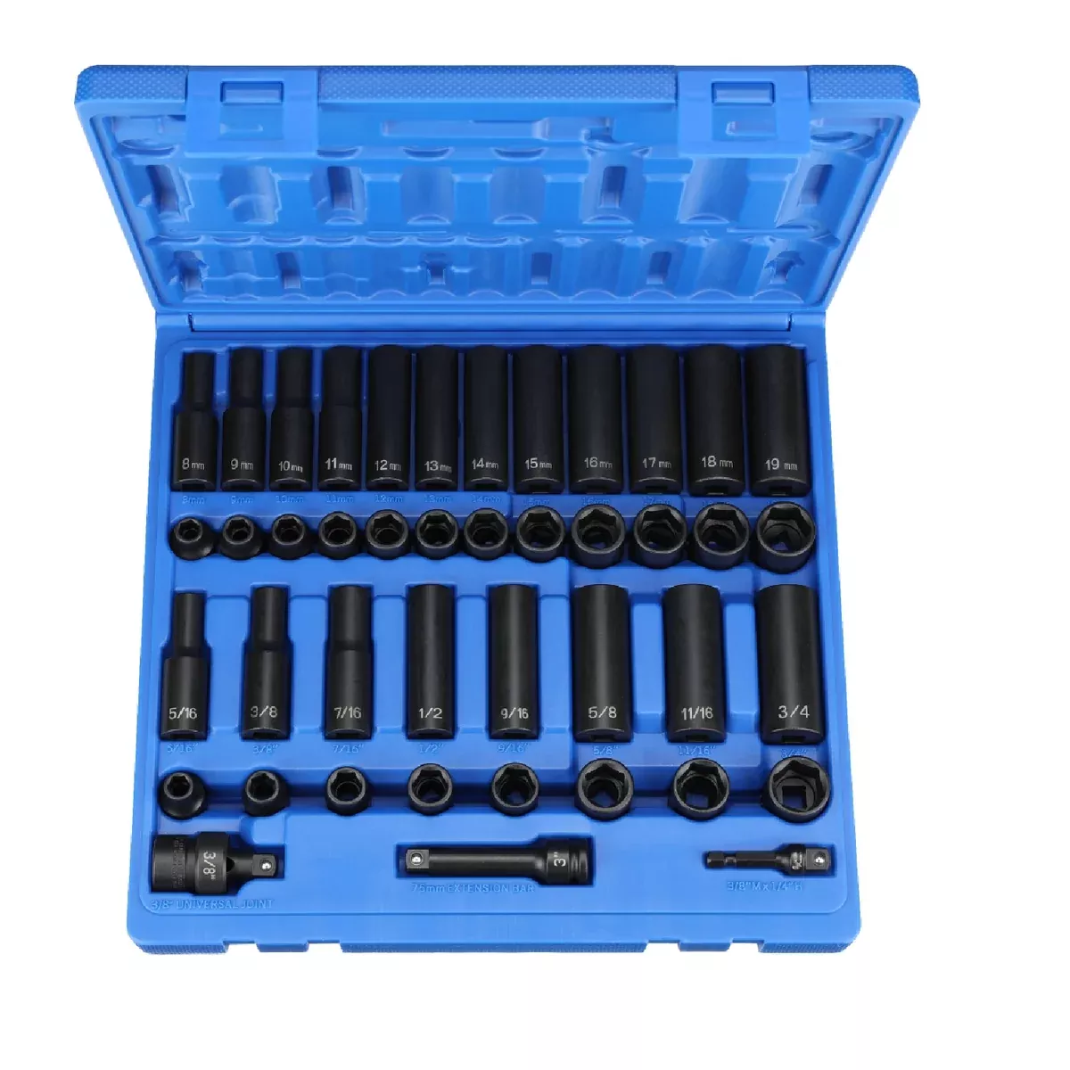 Grey Pneumatic 1243RD 3/8″ Drive 43 Piece Standard/Deep SAE/Metric Impact Socket Set