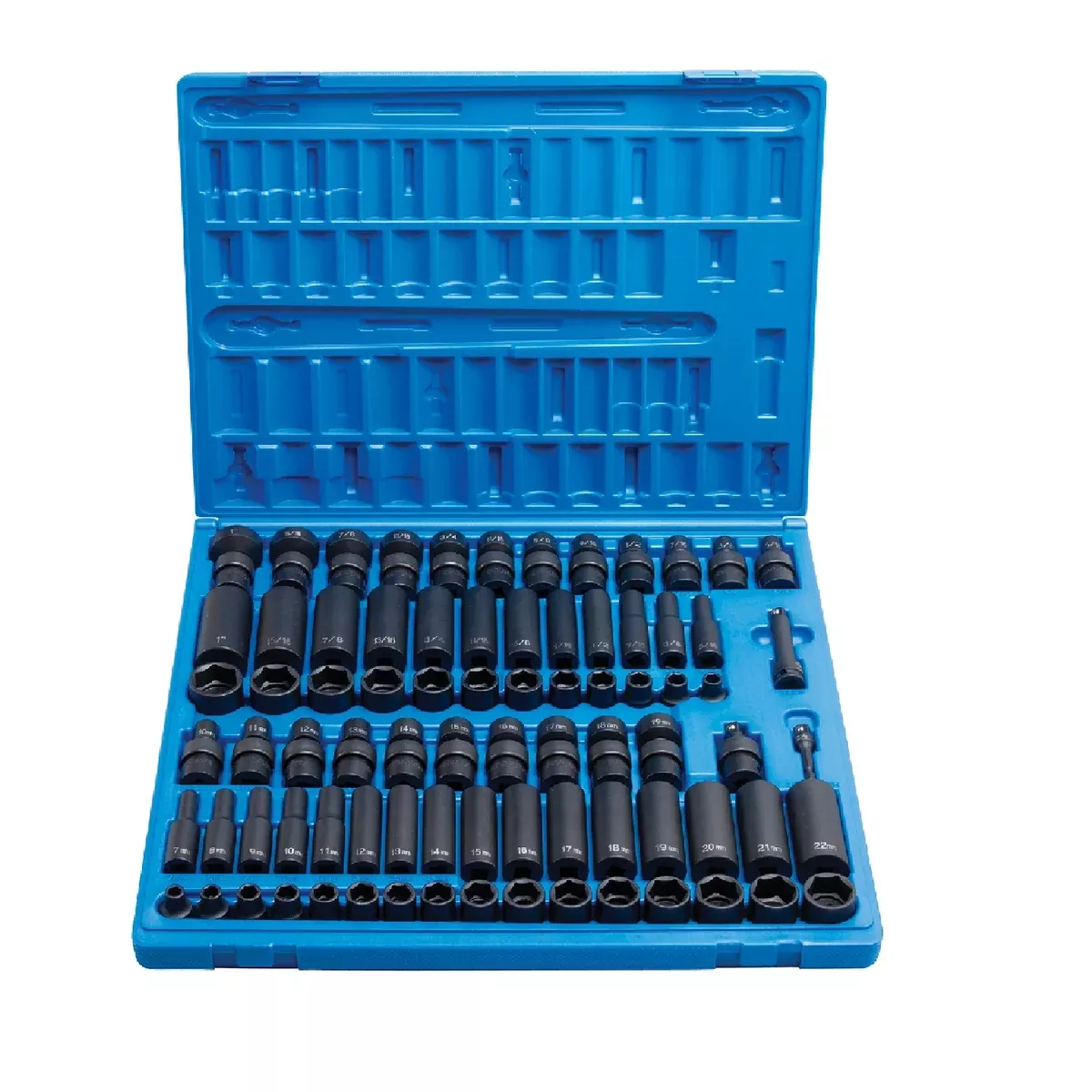 Grey Pneumatic 1281 81-Piece 3/8″ Drive Impact SAE & Metric Master Impact Socket Set