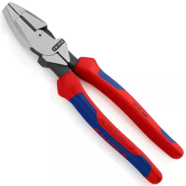 Knipex 09 02 240 9-1/2″ New England Style High Leverage Lineman’s Pliers with Comfort Grips