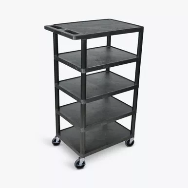 LUXOR BC50 Five Flat Shelf Plastic Cart