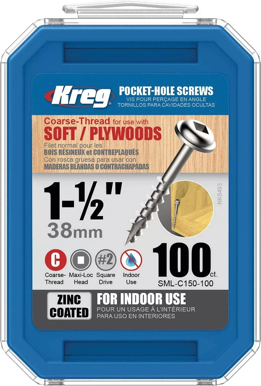 POCKET SCREWS-1-1/2",#8 CRSE, W/H 100CT