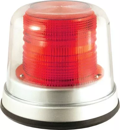Red High Profile Fleet LED Beacon Permanent Mount – Dome: Clear, Lens: Red