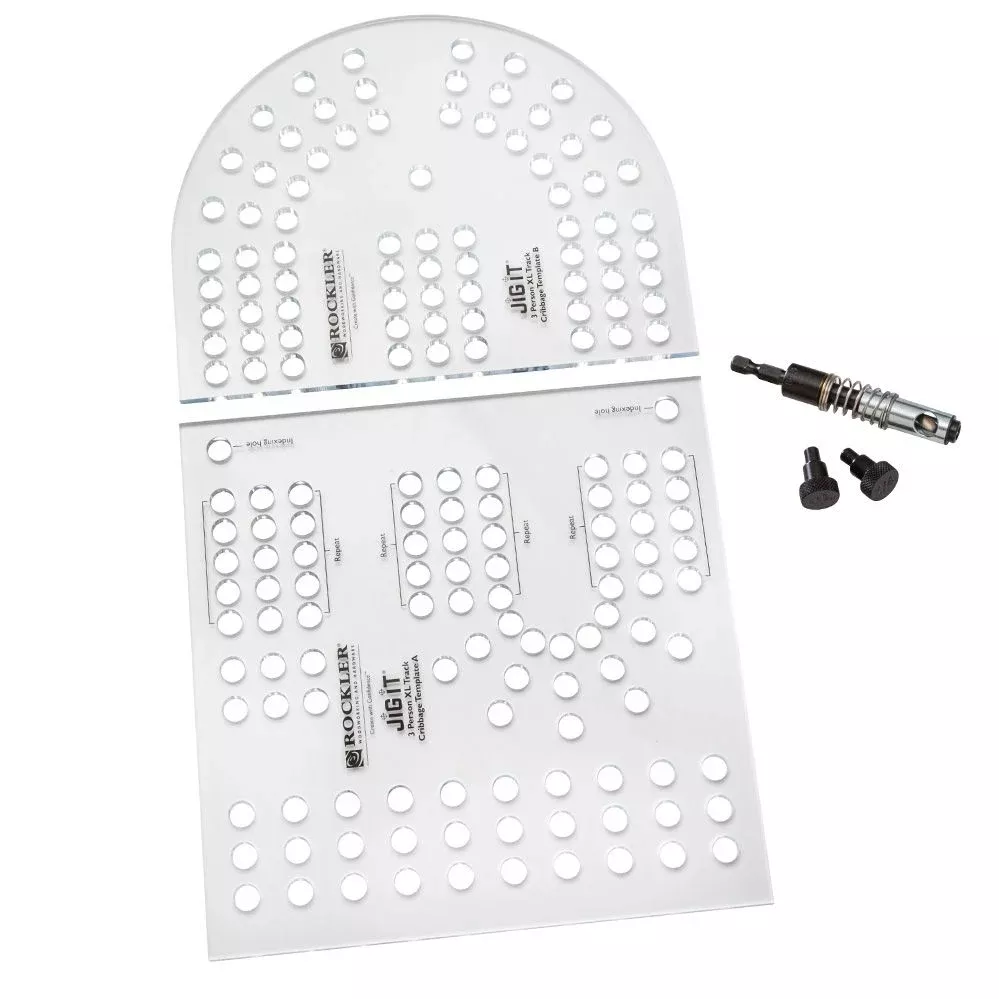 Rockler 52403 XL Cribbage Board Templates, 3-Player, Curved Track