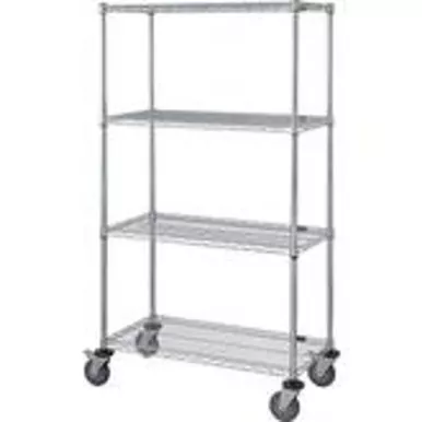Stem Caster 4 Shelf Mobile Carts Chrome