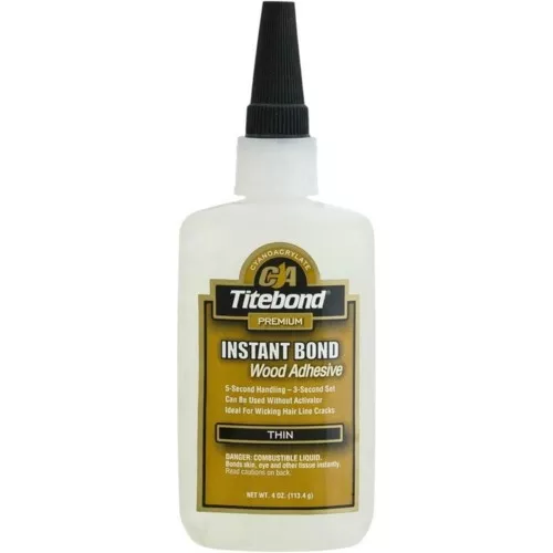 Titebond Instant Bond 6202 Thin Wood Adhesive, 4 oz Bottle, Clear