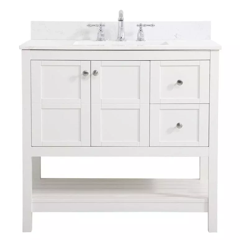 VF16436WH-BS 36″ Single Bathroom Vanity in White With Backsplash