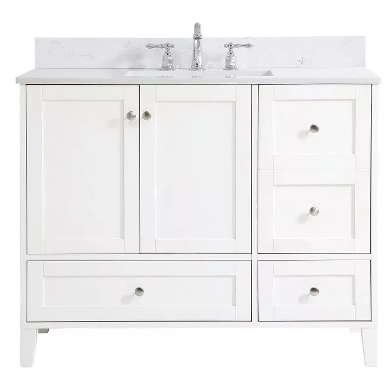 VF18042WH-BS 42″ Single Bathroom Vanity in White With Backsplash
