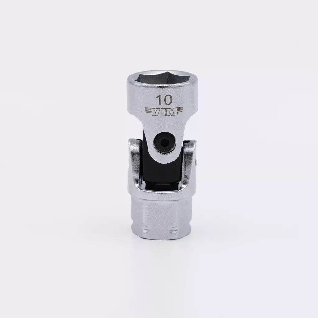 Vim Tools DDSUJM410 Metric 10mm Spring Loaded Universal Joint 6-Point Socket, Dual Drive 1/4″ Square Drive plus 11mm Hex Outer Drive