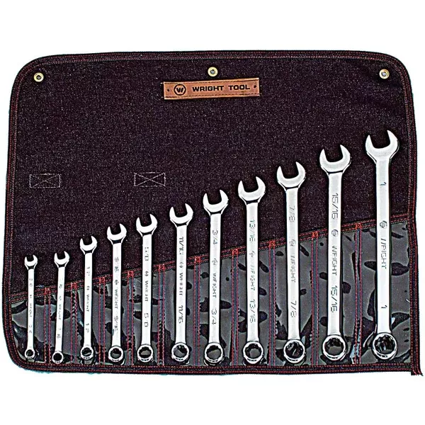 Wright Tool 911 11 Piece Combination Wrench Set (Inch) 3/8″ through 1″ Full Polish Finish